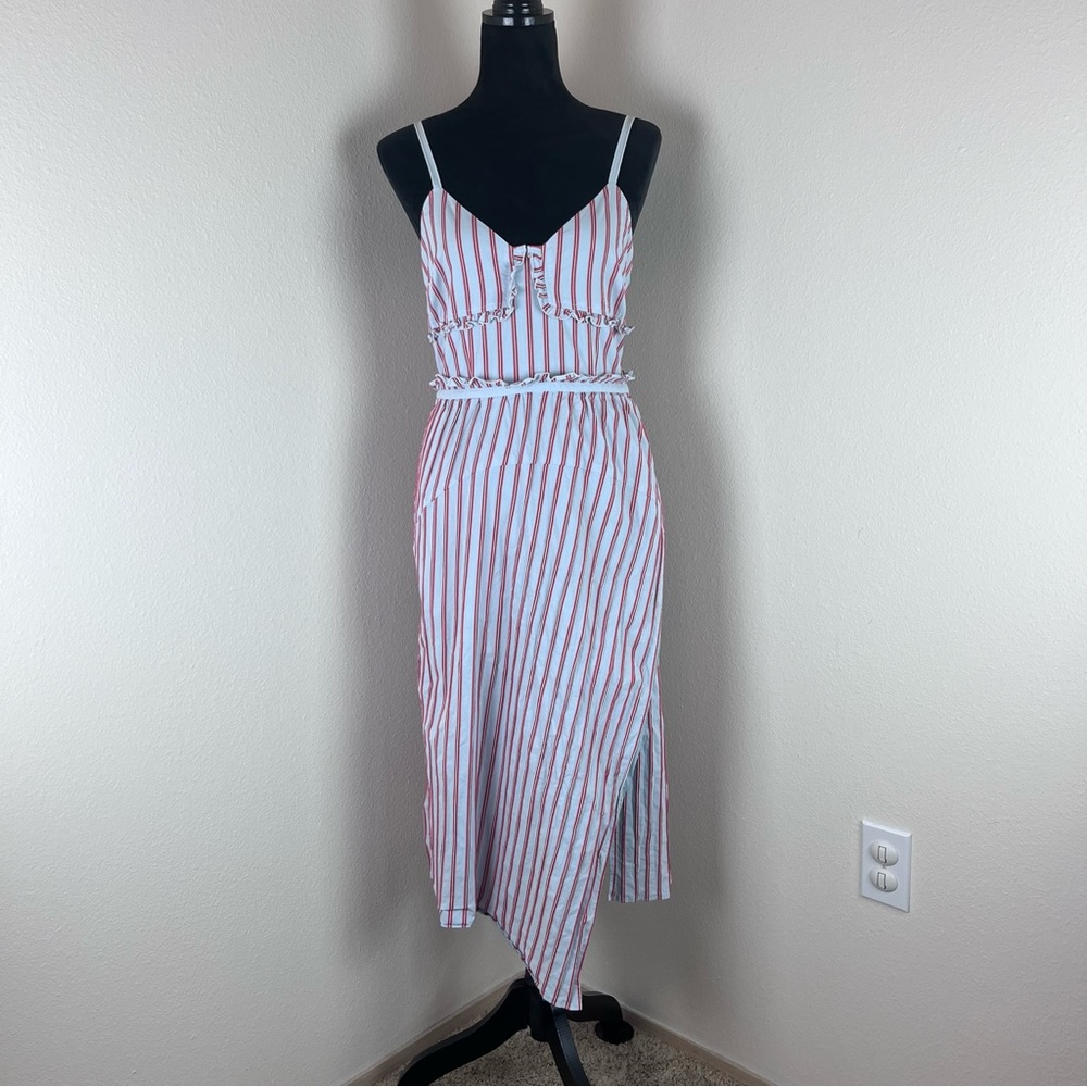 Derek Lam 10 Crosby Dresses Womens Six Midi Stripes Ruffle Sweetheart Sundress